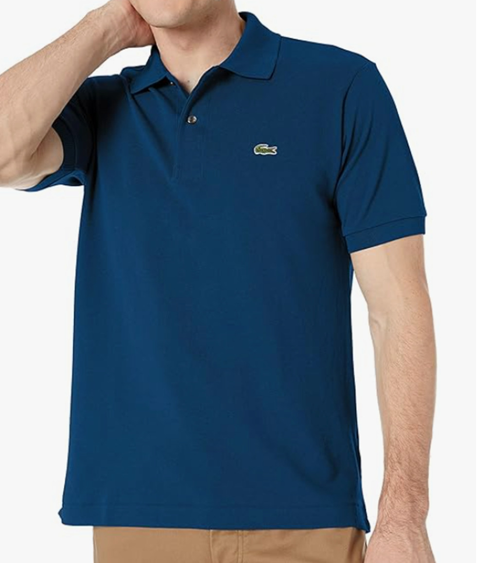 Lacoste Men's Legacy Short Sleeve Pique Polo Shirt, Raffia Matting Blue, M